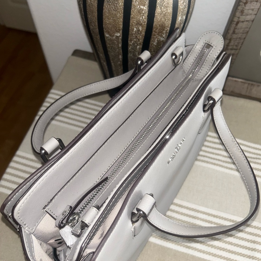 Kate Spade Light Gray Leather small/ medium tote - Picture 2 of 10